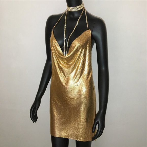 Gold Dress Chainmail Halter - Picture 4 of 7
